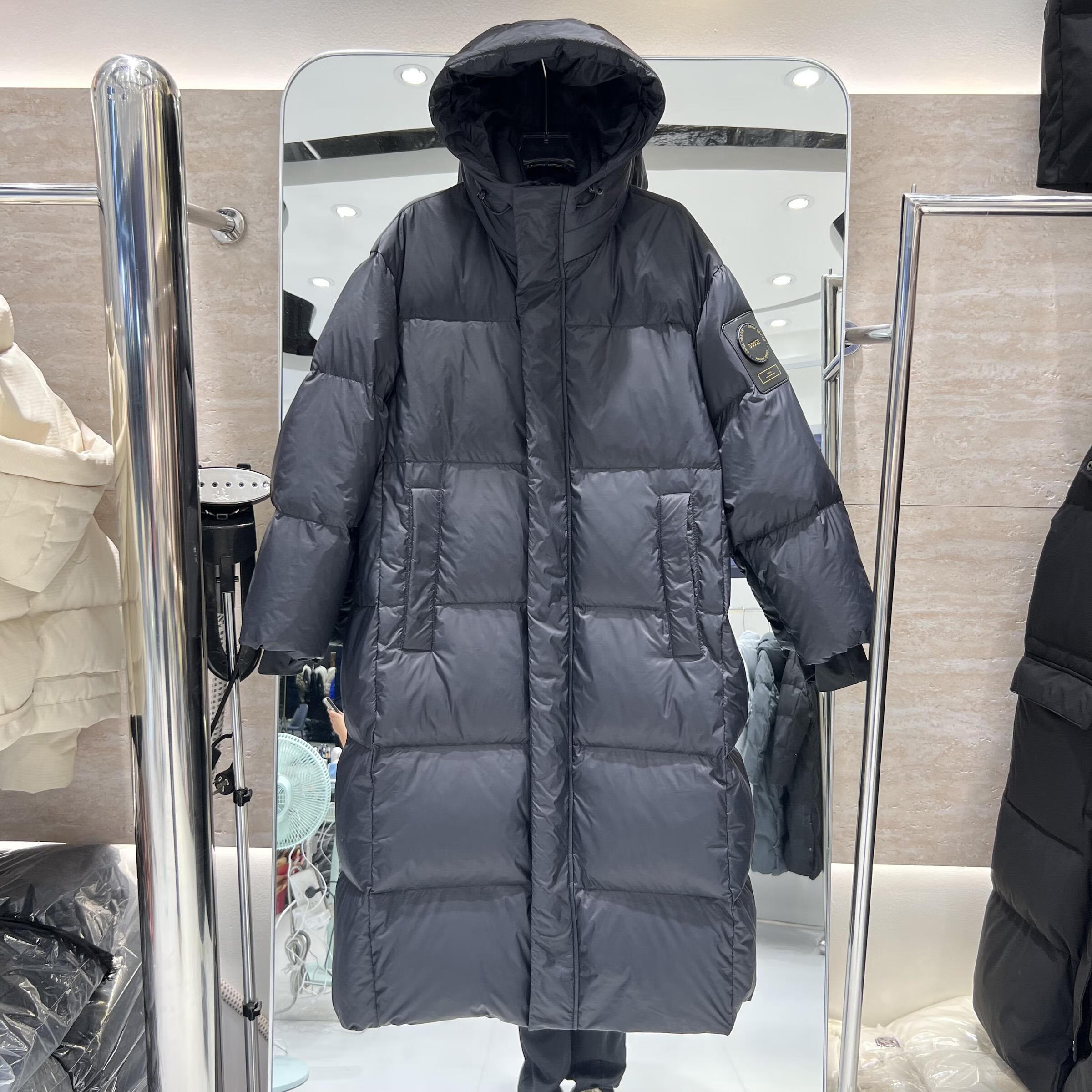 芦伊反季清仓羽绒服2024年新款女长款过膝连帽韩版加厚黑金时尚白平湖