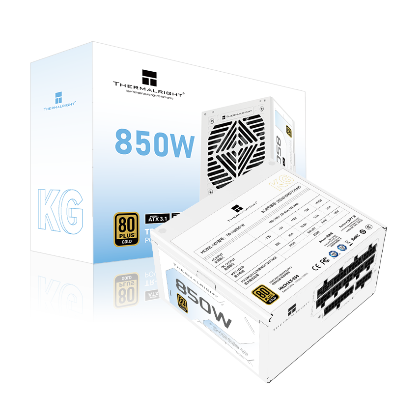 Thermalright(利民) 额定850W TR-KG850-W ATX3.1电源 金牌电源 原生PCIE5.1全模组电源 日系主电容 14CM小电源