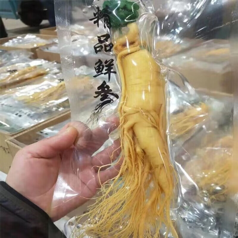 敖东敖东鲜人参保鲜八年人参正宗长白山人参泡酒煲汤滋补材料东北保鲜 2大支9年老参 泡酒煲汤