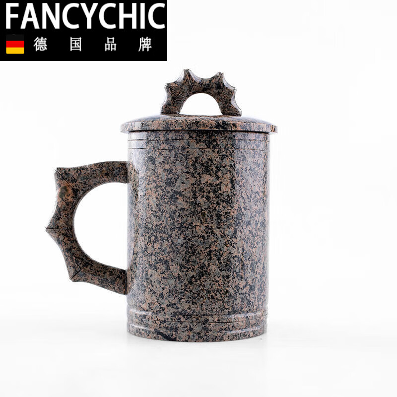 建功内蒙古麦饭石水杯办公室杯子喝水马克杯带盖泡茶杯子老干部 普竹