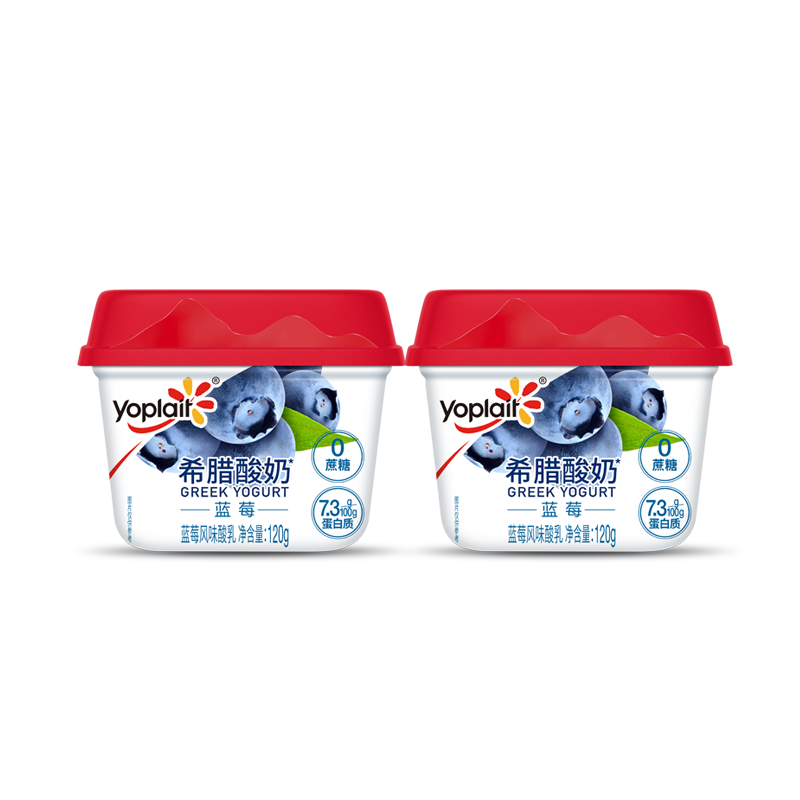 优诺（yoplait）希腊酸奶蓝莓味120g*2杯 0蔗糖 优质高蛋白 低温酸奶牛奶