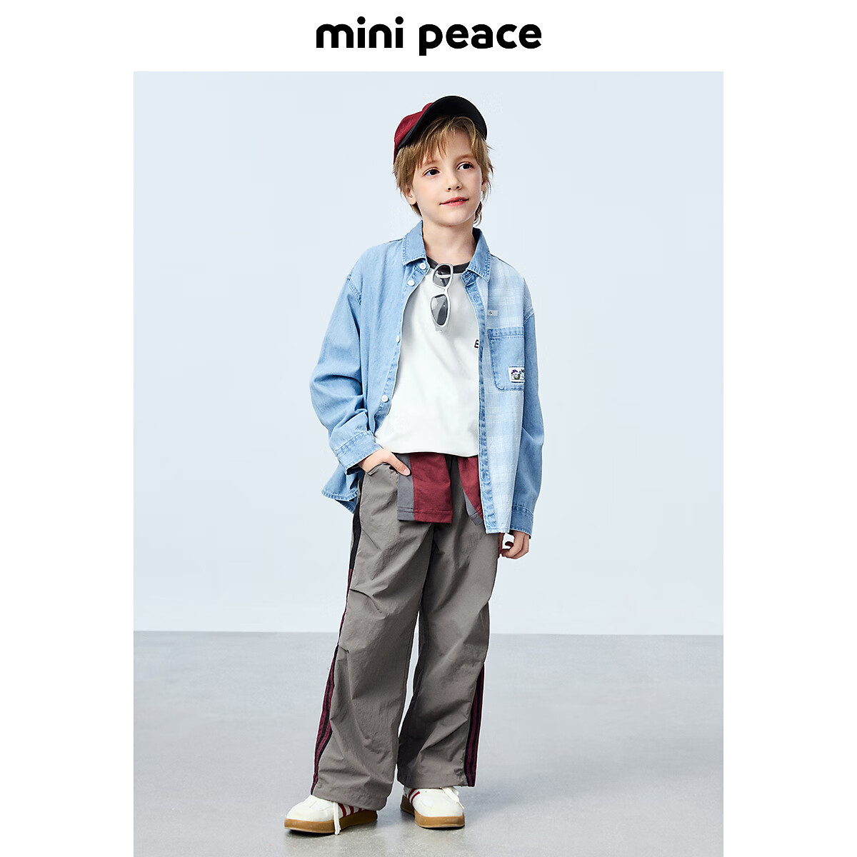 MiniPeace太平鸟童装男童衬衫FACAF1381 牛仔浅蓝 130cm