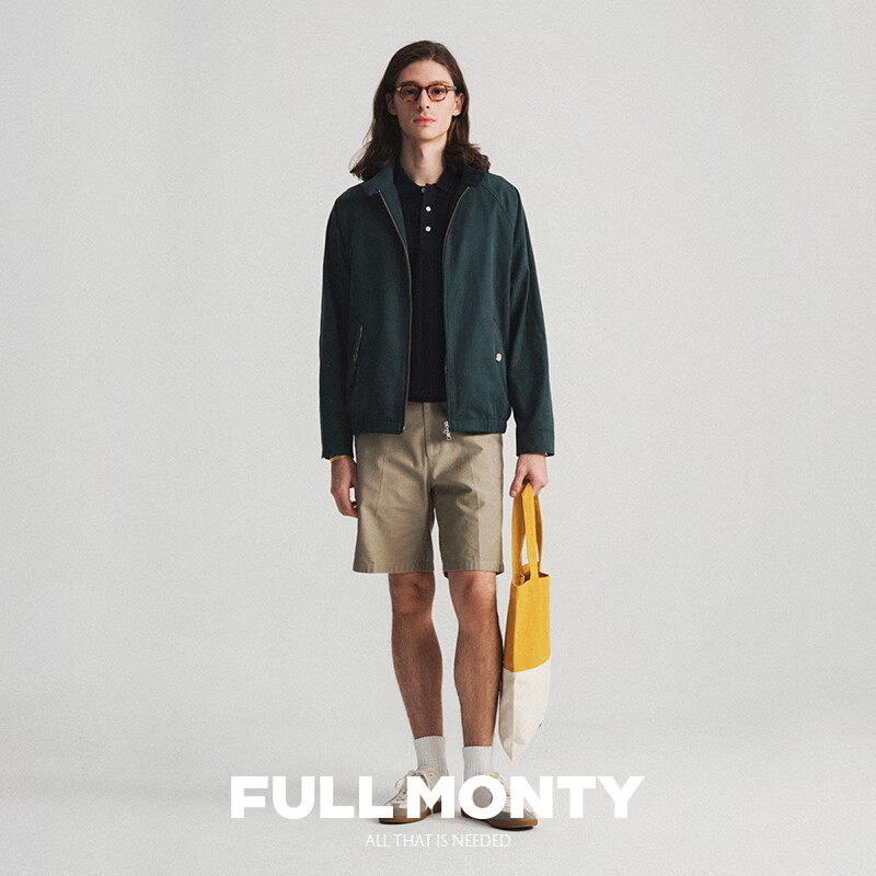 FULL MONTY【哈灵顿夹克】黑藏青男棉莱赛尔混纺G9复古外套商务行政休闲上衣 松石绿色30015 XS 44