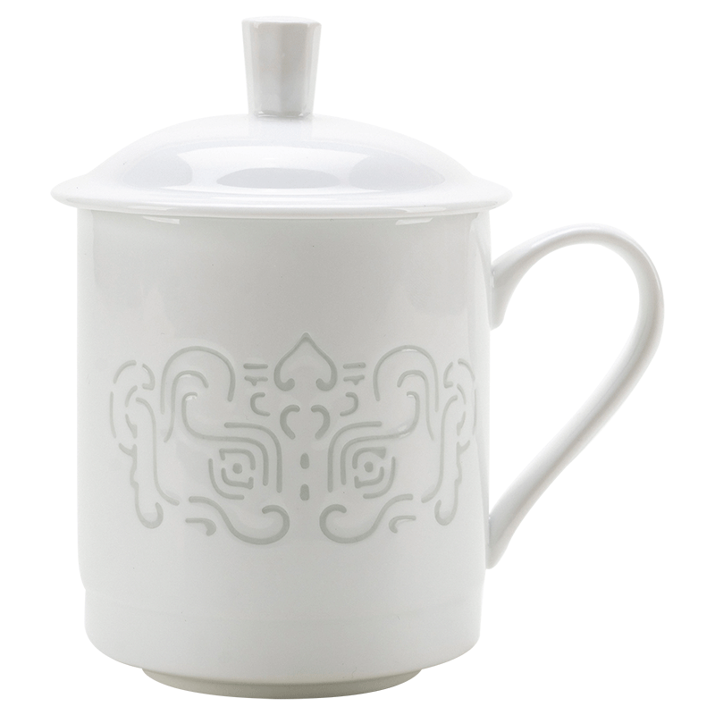 陶相惠景德镇玲珑茶杯陶瓷带盖白瓷泡茶杯办公会议水杯开会杯子定制礼品