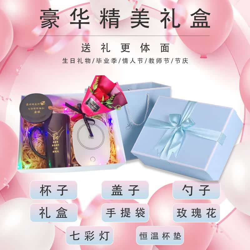 喆湘日本精工加热感温变色定制杯子可印照片陶瓷情侣马克杯刻字diy水 金色文字+陶瓷盖+勺子+礼盒+加热 陶瓷 款式1