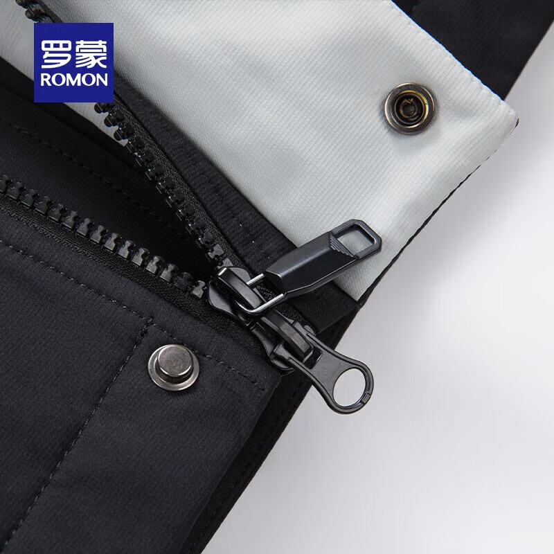 罗蒙（ROMON）男士短款连帽羽绒服冬季新款中青年时尚潮流防寒保暖外套 藏青色 2XL 185(适合145-160斤)