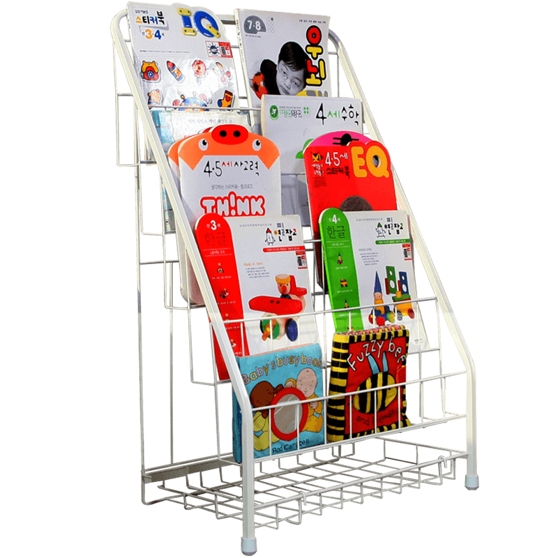 SOFS 铁艺儿童书架杂志架小学生书架报刊架幼儿园绘本架展示架5层 简易落地宝宝书柜书架收纳架 M码(5层)/白色