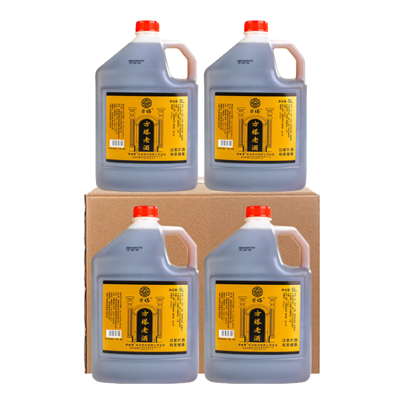 古南丰黄酒陈年老酒方塔清爽型花雕酒徽派小缸酿造黄酒5L桶装干型料酒 5L 4桶 （方塔老酒）