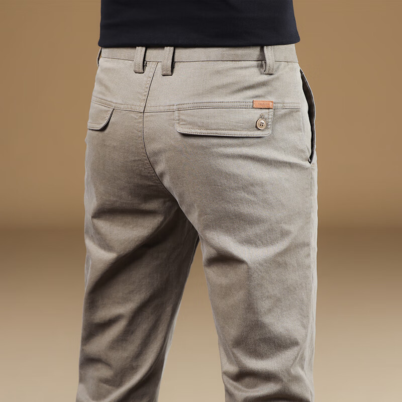 休闲裤男2025秋冬新款修身直筒裤商务长裤男士高端商务棉弹裤子 KB-156卡其色 31 推荐体重125-135斤