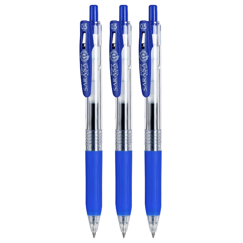 斑馬牌（ZEBRA）【熱門(mén)商品】JJ15按動(dòng)藍色中性筆0.5mm簽字筆商務(wù)水筆學(xué)考試刷題筆高顏值學(xué)習辦公文具套裝3支