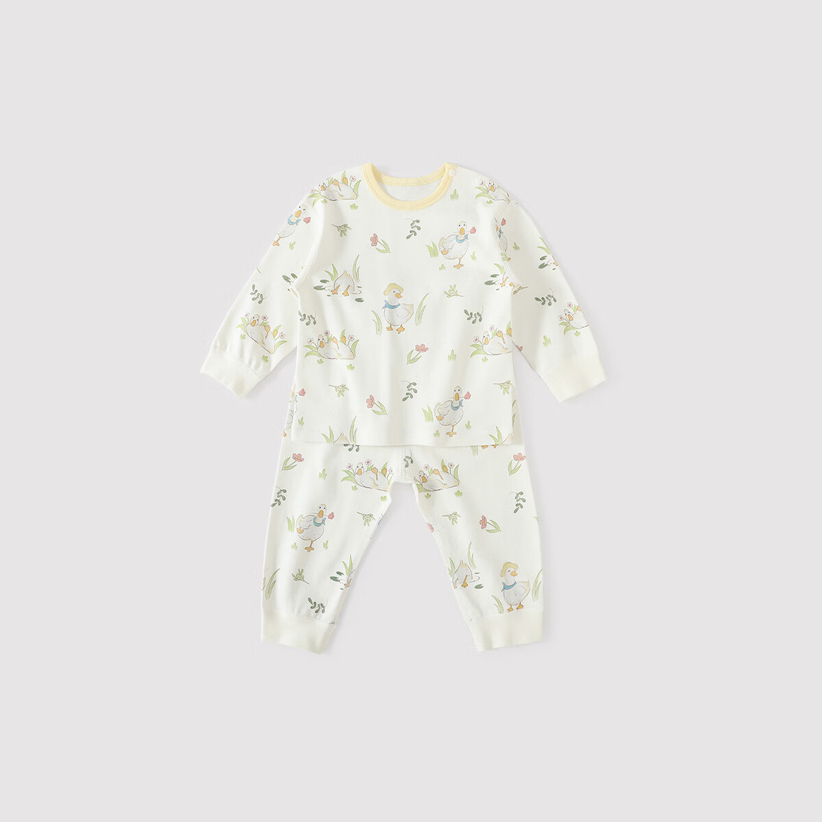 巴厘小豬寶寶睡衣春秋季男童家居服女童兩件套嬰幼兒衣服兒童 郊游鴨 80
