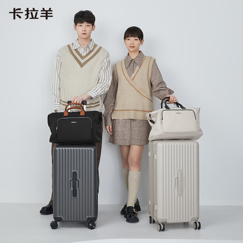 卡拉羊23L大容量男女轻便旅行包可折叠收纳包时尚休闲健身包3006 格调黑