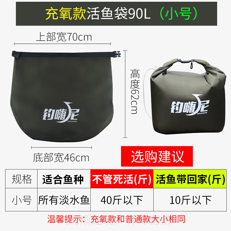 EVANOVM活魚(yú)袋加厚耐磨沖氧便攜釣魚(yú)折疊養(yǎng)魚(yú)袋漁獲裝魚(yú)袋魚(yú)護(hù)桶垂釣用品 綠-（推薦款）充氧款活魚(yú)袋-小號(hào)（建議10斤以下魚(yú)