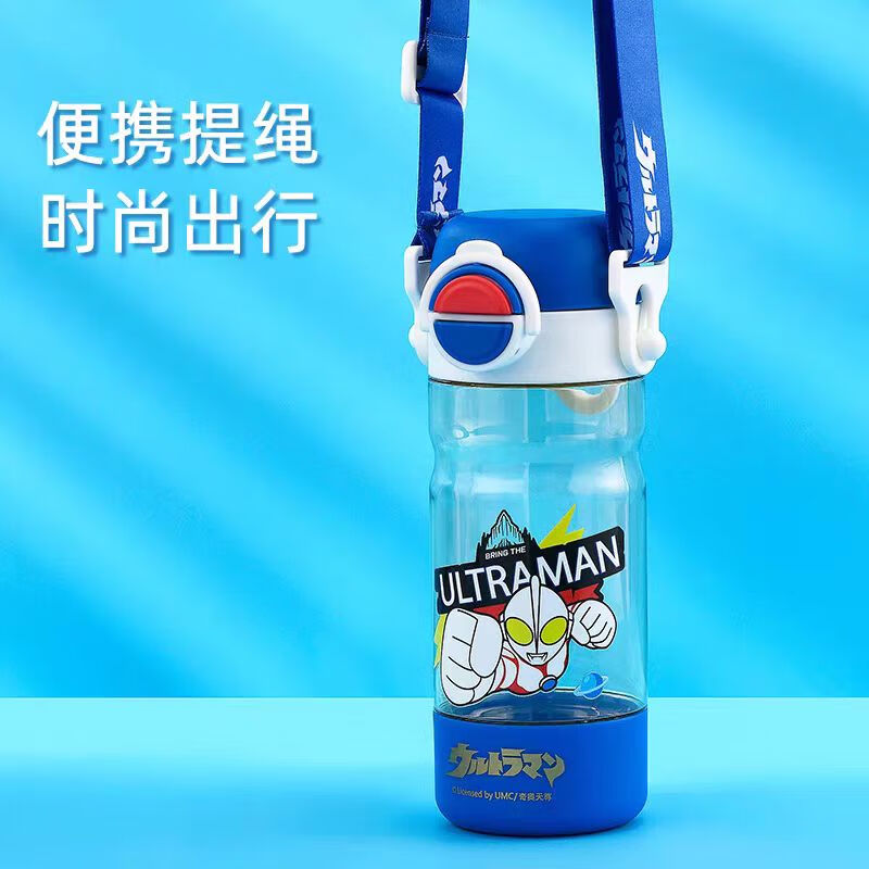 DEVAR儿童PPSU材质耐高温直饮吸管杯小学生夏季耐摔水壶双饮水杯 065奥特曼白色ppsu水杯 620ml 一个