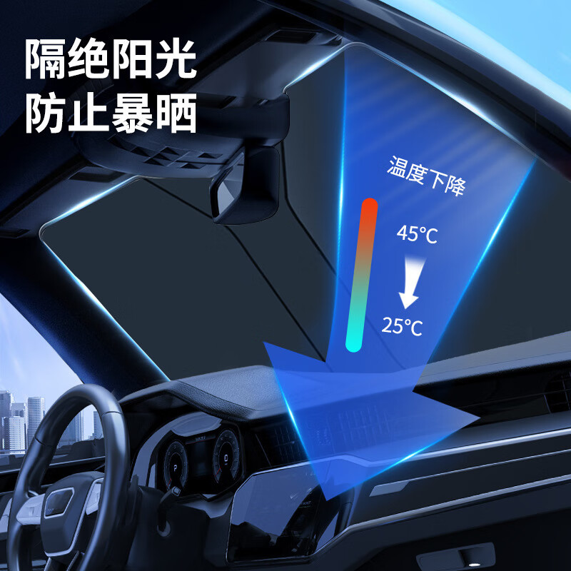 【钛银不透光】汽车遮阳挡隔热防晒前挡伞遮阳罩车窗遮阳帘遮光板 钛银遮阳挡+毛巾1条