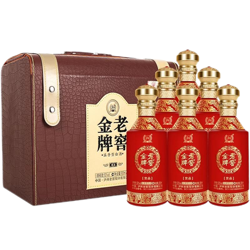 泸州老窖 赏品 老窖金牌赏品 浓香型白酒 送礼自饮佳选 52度 500mL 6瓶 整箱装
