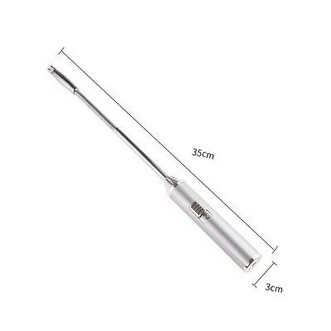 加長打火機(jī)廚房專用電子脈沖點(diǎn)火棒煤氣灶耐高溫充電超長電弧打火 亞銀35厘米彎曲+充電線