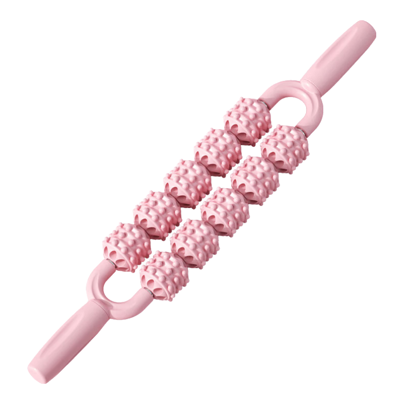 百亿补贴:朗威狼牙棒腿部按摩棒琅琊棒按摩滚轴小腿肌肉放松美腿神器筋膜棒健身 粉色10轮【双排深度按摩】15.8元