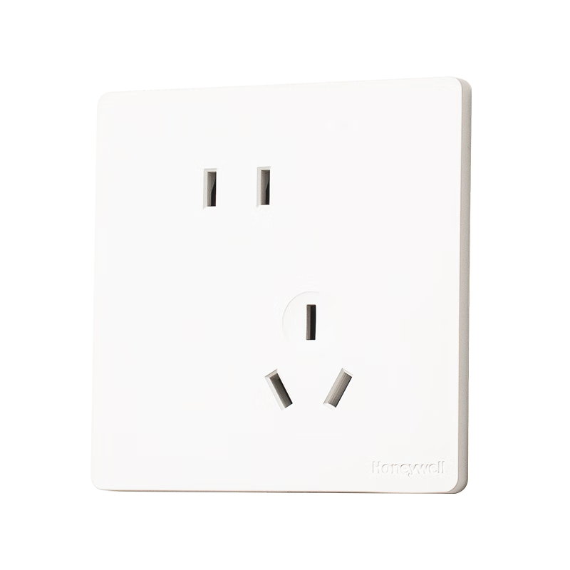 霍尼韋爾（Honeywell）開關插座面板 斜五孔10只量販裝 超薄五孔套裝 睿翼T3白