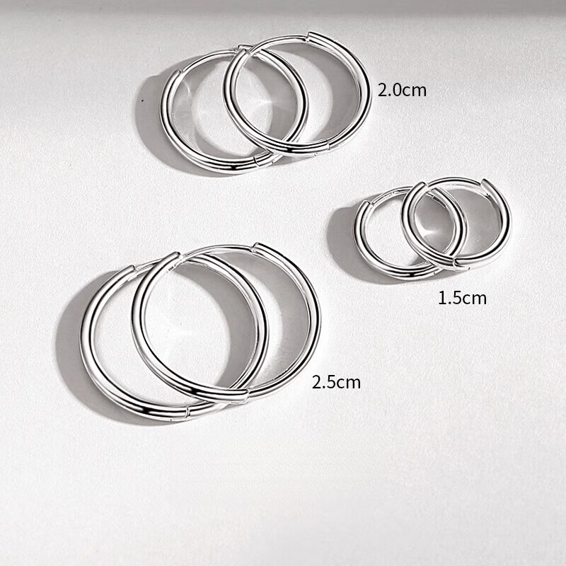 DL 1998胖东来同款18k玫瑰金色耳环素圈银女耳圈耳钉圈圈圆圈耳扣2025新 玫瑰金色2.5cm一对