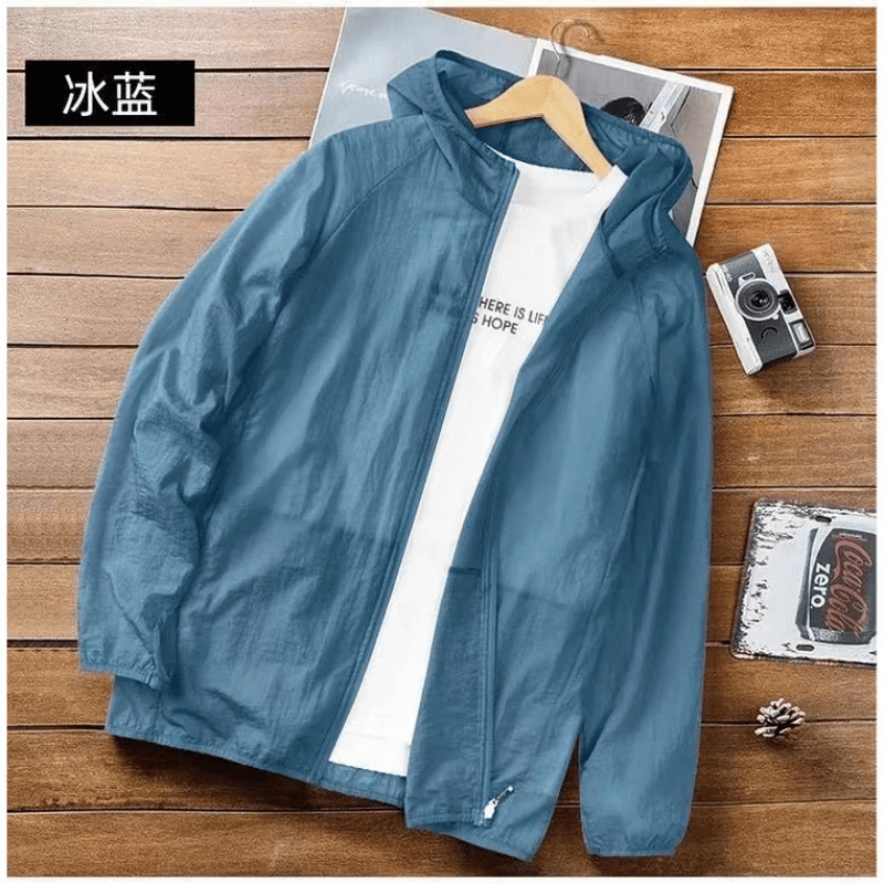 |防晒衣男女夏季冰丝透气轻薄凉感宽松潮流休闲防晒服薄款夹克户外 天蓝色 2XL