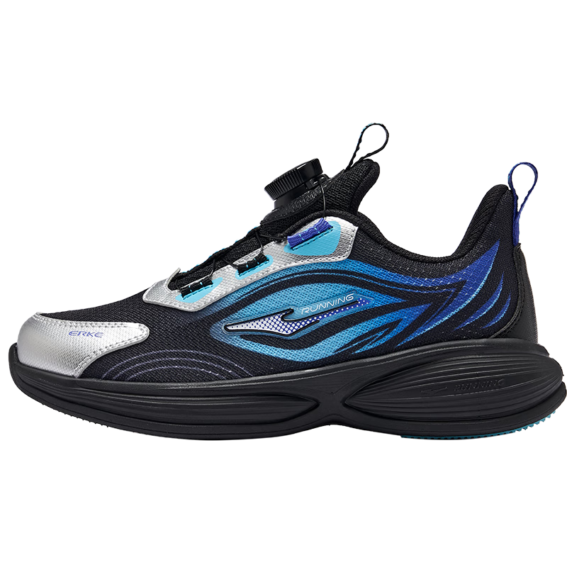 鸿星尔克（ERKE）童鞋男女童运动鞋儿童中大童缓震型跑鞋正黑/数码蓝38