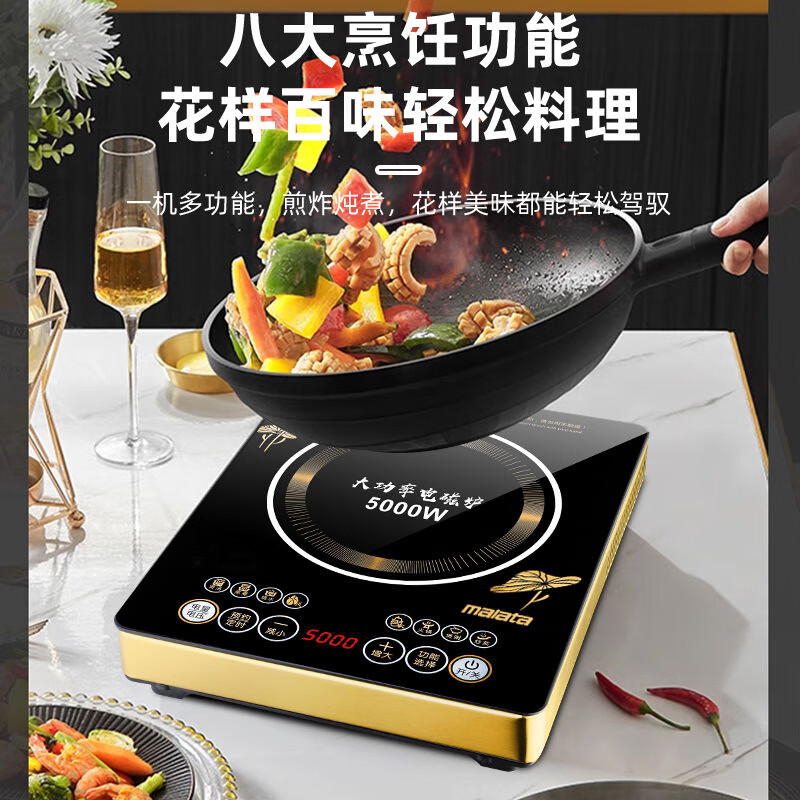 万利达家用商用电磁炉5000W大功率爆炒多功能一体电磁灶专用全套 5000W双芯片双风扇单机 套餐