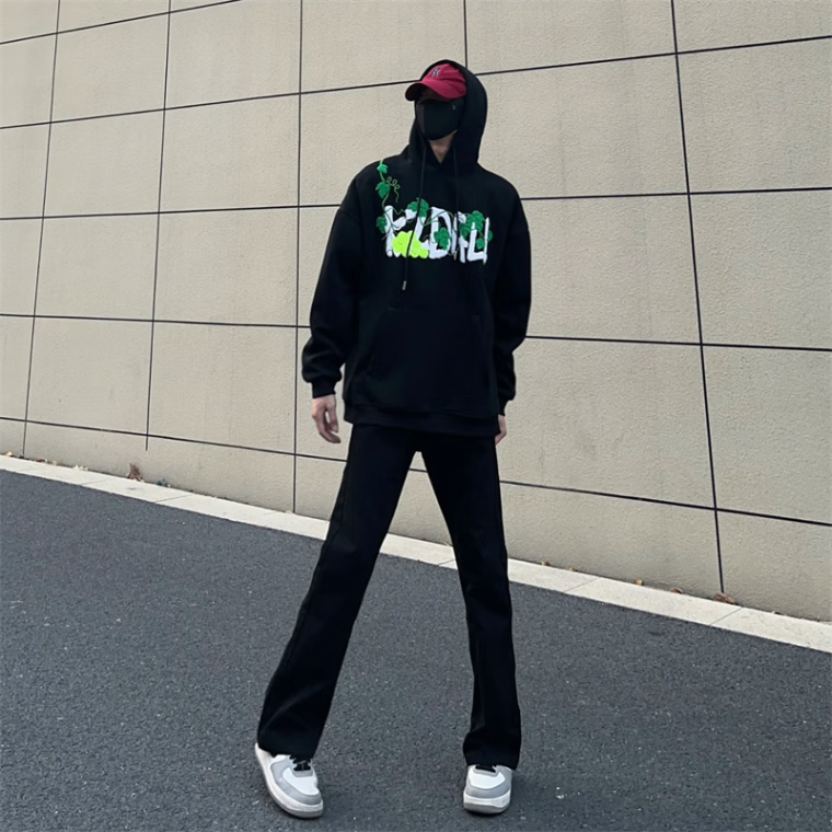 黑盒白弯刀微喇牛仔裤男装美式复古vibe高街显瘦修身黑色直筒长裤子男 白色 常规 L