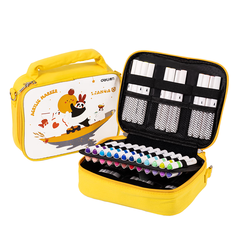 得力（deli）48色丙烯马克笔不透色可叠色芝士包儿童丙烯笔云朵包不透纸水彩笔元旦涂鸦水彩笔美育