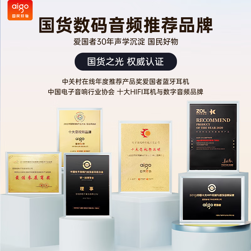 爱国者(aigo)【2025新款|柏林之音】真无线蓝牙耳机半入耳式 蓝牙5.4低延迟HIFI级音质降噪通话手机电脑通用 半入耳|醇厚低音|高清通话-白色