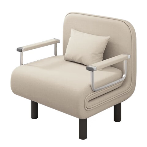 惠寻折叠沙发床一体两用折叠床客厅单人沙发床多功能布艺伸缩床可拆洗 米色-190*65cm