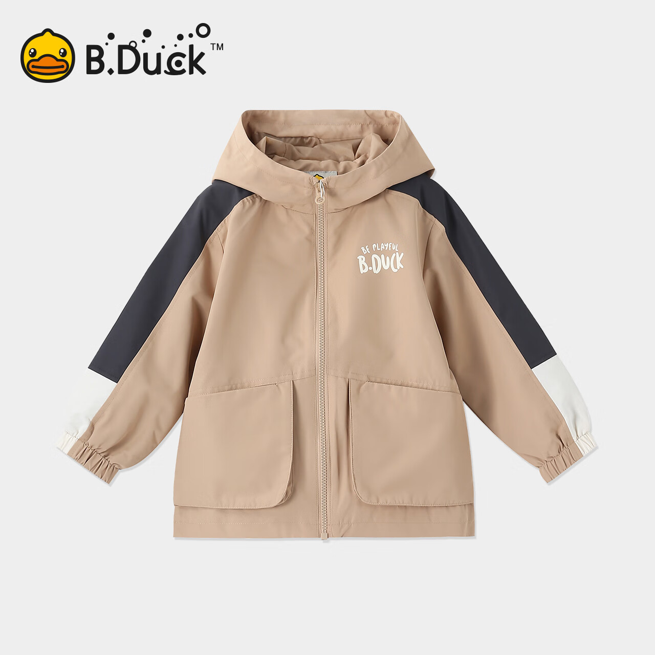 B.Duck【商场同款】小黄鸭童装男童外套连帽上衣春秋新款风衣 鲜绿 110 cm