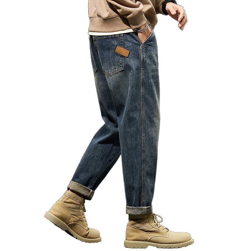 大嘴猴（paul frank）牛仔裤男士秋冬季美式宽松裤子男裤阔腿休闲裤男 怀旧蓝色 32