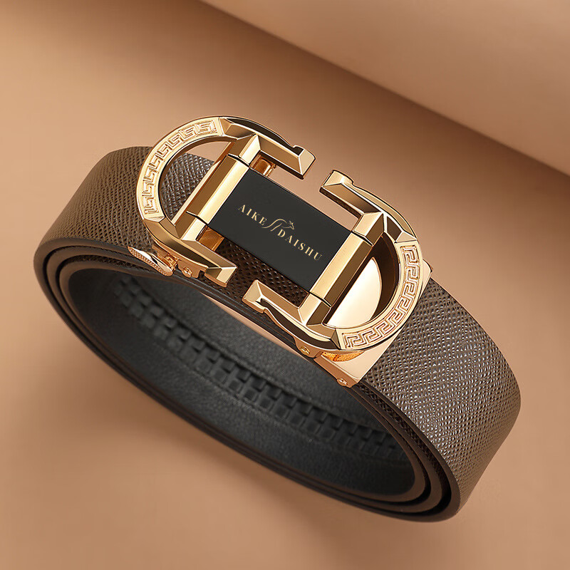 酷奇袋鼠商务男士皮带头层牛皮自动扣商务休闲年轻人腰带新款裤带