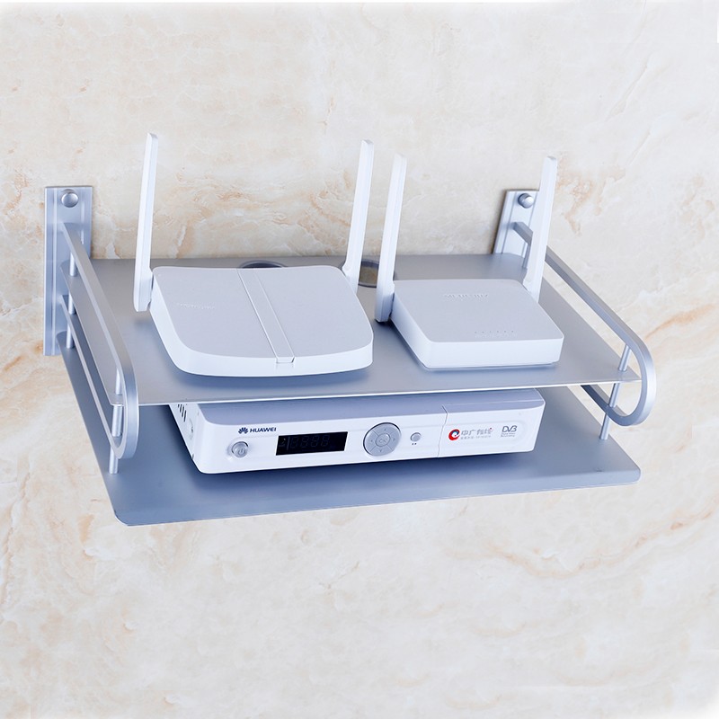 格拉菲亚免打孔机顶盒置物架路由器墙面搁架墙上托架支架投影仪挂墙