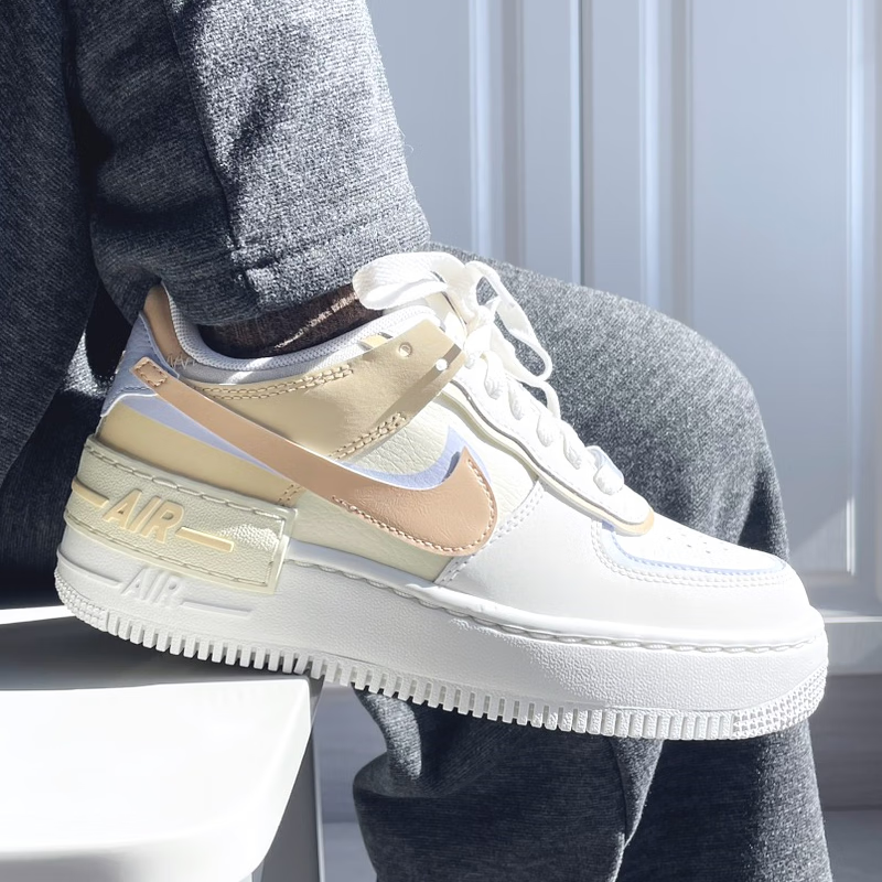 耐克（NIKE）板鞋女鞋Air Force Shadow AF1女子糖果馬卡龍低幫拼接運動休閑鞋 DZ1847-114/馬爾卡龍配色 36