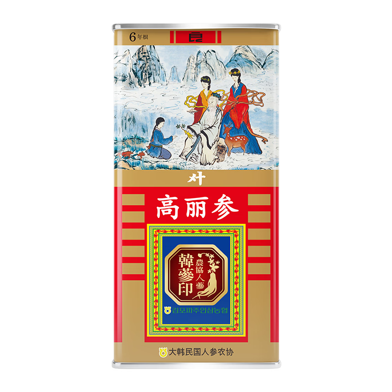農(nóng)協(xié)人參韓參印高麗參韓國原裝進(jìn)口6年根紅參人參西洋參送禮禮盒禮品 良40支37.5
