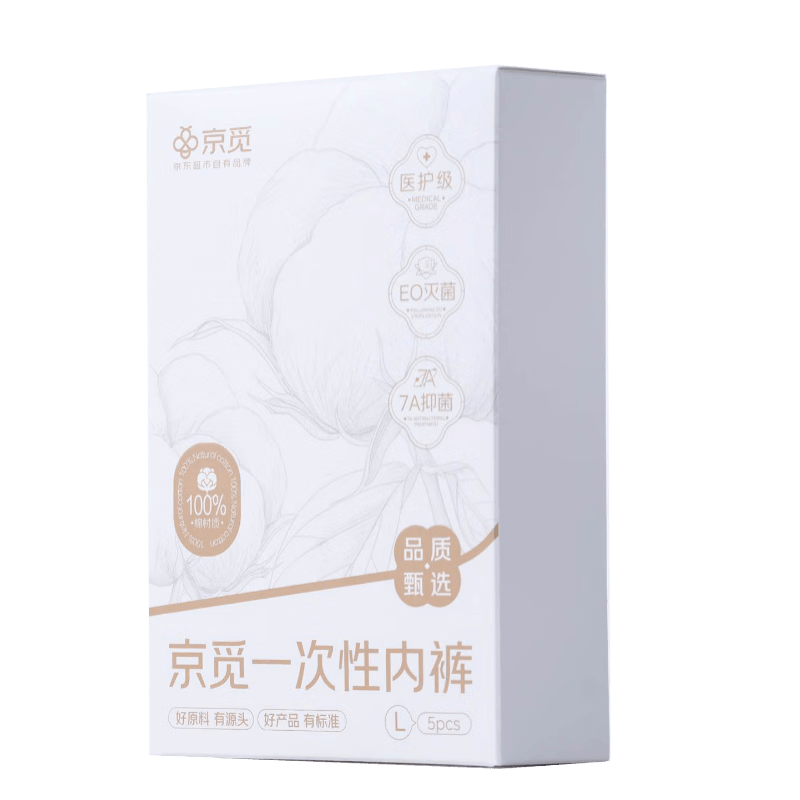 京觅一次性内裤纯棉医护级月子旅游出差便携免洗内裤女 15条XL