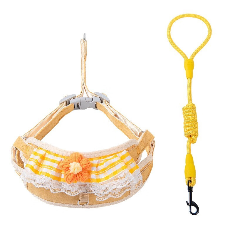 拉维佩特（LOVINGPET） 狗狗牵引绳胸背带 泰迪狗绳子可调节幼犬牵引绳小型犬遛狗绳子 蓝色 M 7-15斤左右 胸围35-60cm