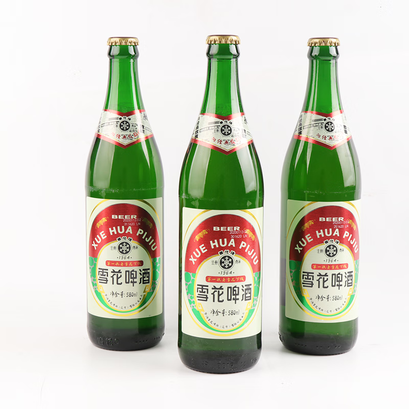 雪花1964啤酒沈阳老雪花啤酒经典地产1964儿时记忆580ml*12瓶大瓶装