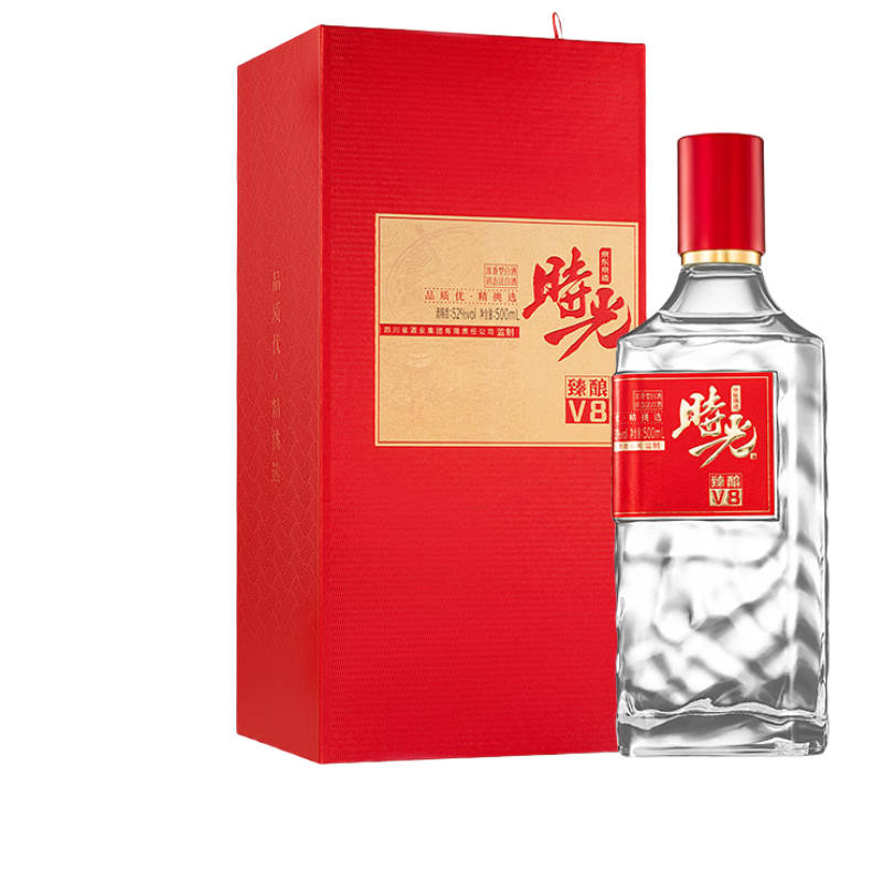 京东京造时光臻酿V8 52度浓香型白酒 节日礼赠婚宴喜庆用酒500ml*6瓶整箱