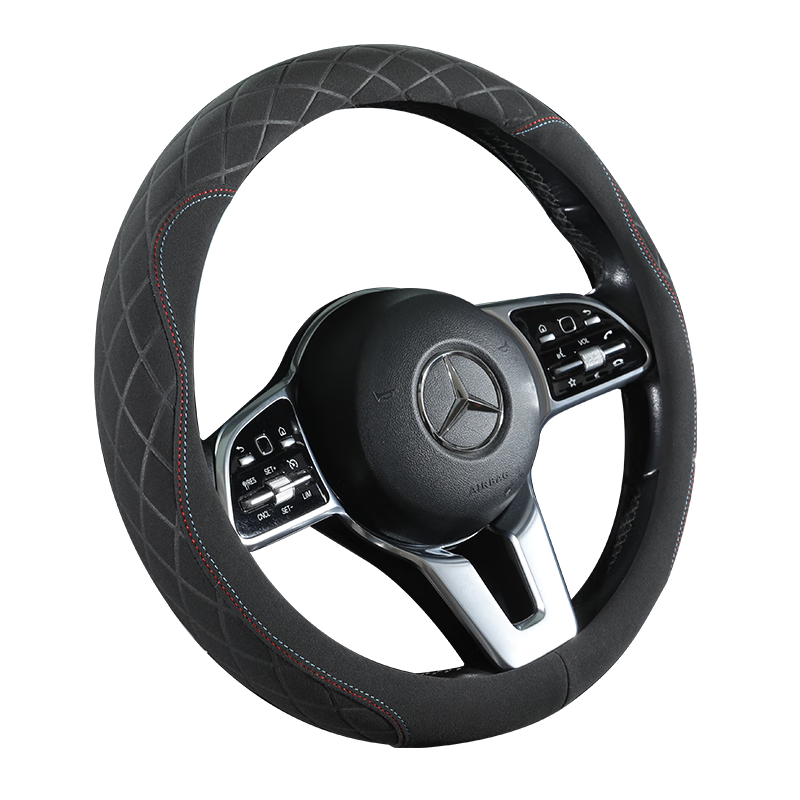 微尚 冬季翻毛皮汽車方向盤套四季通用超纖維材質(zhì)透氣防滑車把套