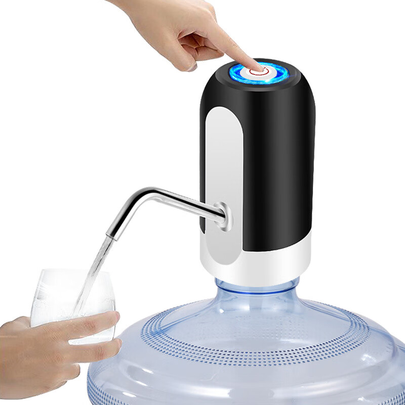 【严选直发】厂家桶装水抽水器电动饮水机家用充电矿泉压水器自动 012中文黑色（1个装）