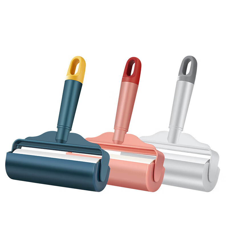 安仕邦大号粘毛器可撕式粘毛滚筒粘尘器滚刷毛黏沾毛刷粘毛纸除毛神器 16cm灰白【手柄+7卷纸/420撕】加粘