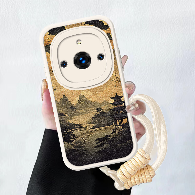 袖彩轩 适用真我11Pro+手机壳 realme11Pro+保护套5G磨砂防摔手腕挂绳硅胶小羊皮简约轻奢国潮创意男女款 【古董白】带手腕挂绳 真我11Pro+