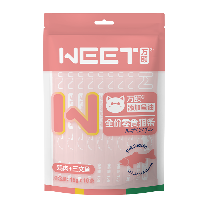 PLUS会员：万颐 猫零食猫条三文鱼味 15g*10支装