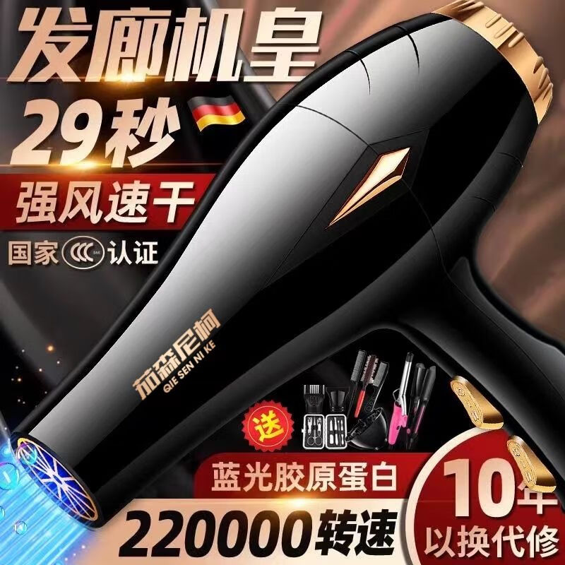 发廊大风吹风机家用大功率速干蓝光负离子电吹风筒冷热风不伤发 茄森尼柯正品-蓝光负离子顶配版 20年质保换新【18米机线】-国标