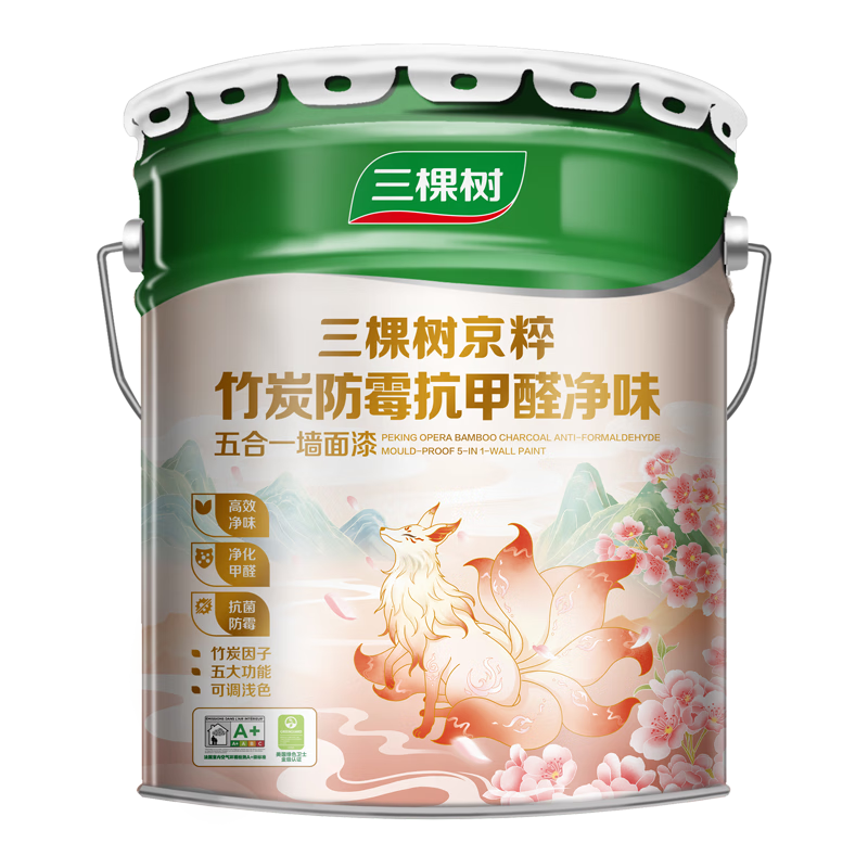 三棵樹漆（SKSHU）乳膠漆JC雙倍防霉抗甲醛凈味五合一墻面油漆涂料18L【京倉(cāng)調(diào)色】