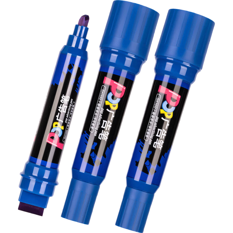 得力(deli)粗頭POP廣告筆藍色 6支/盒SK100