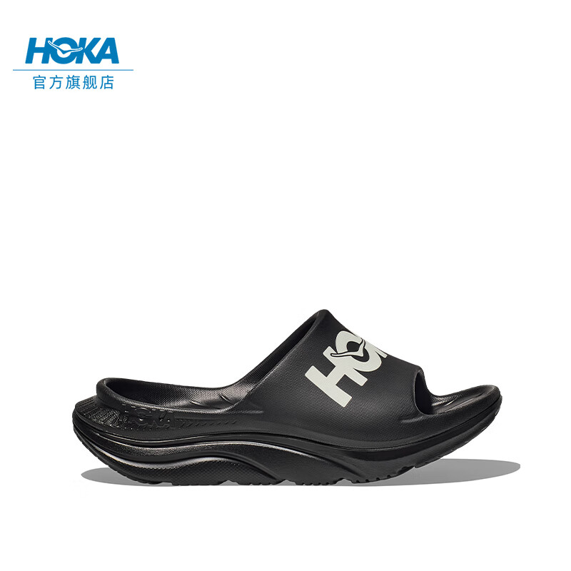 HOKA男女款夏季运动拖鞋ORA ATHLETIC SLIDE休闲舒适轻便耐磨新款 黑色/白色 42.5